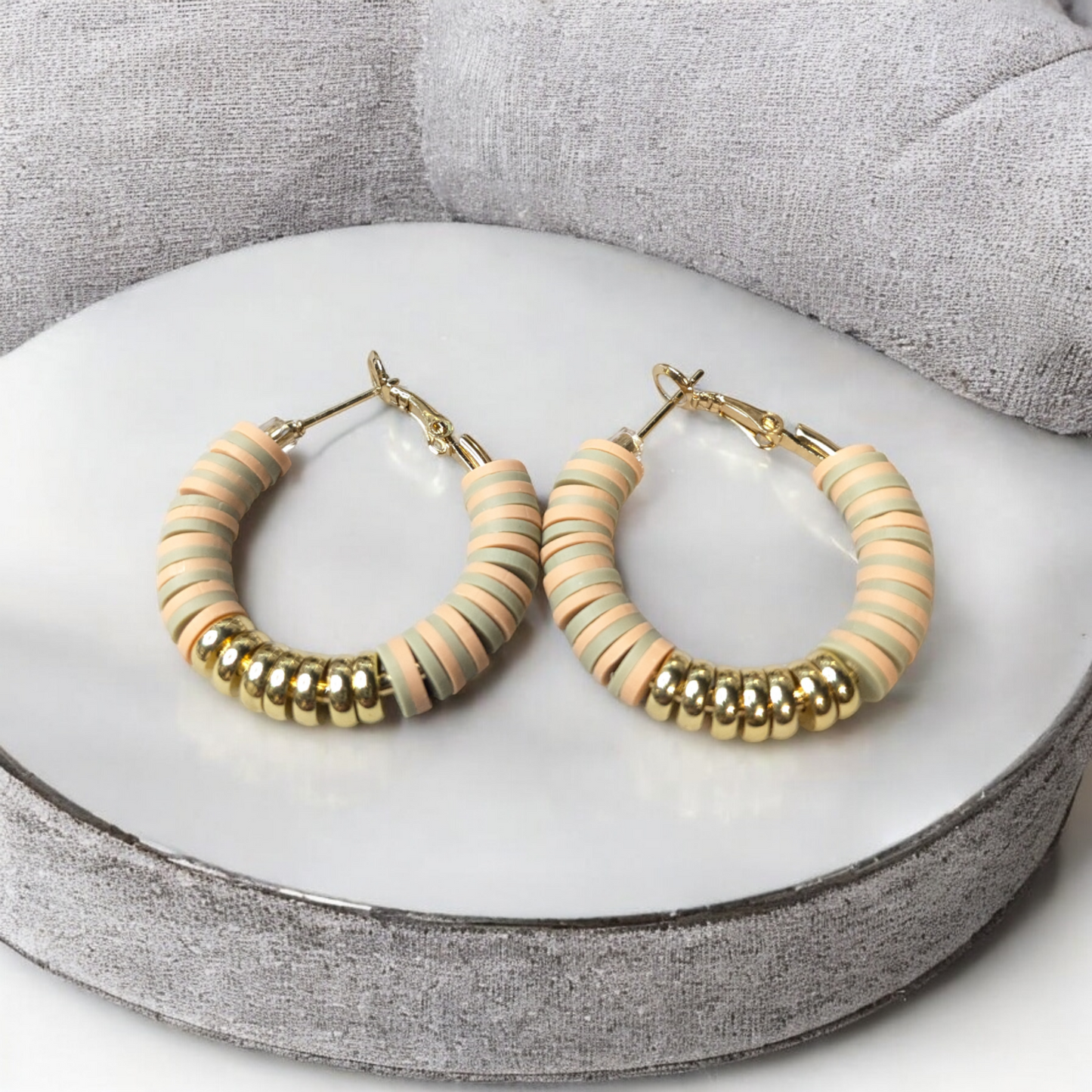 Peachy Olive Gold Hoops