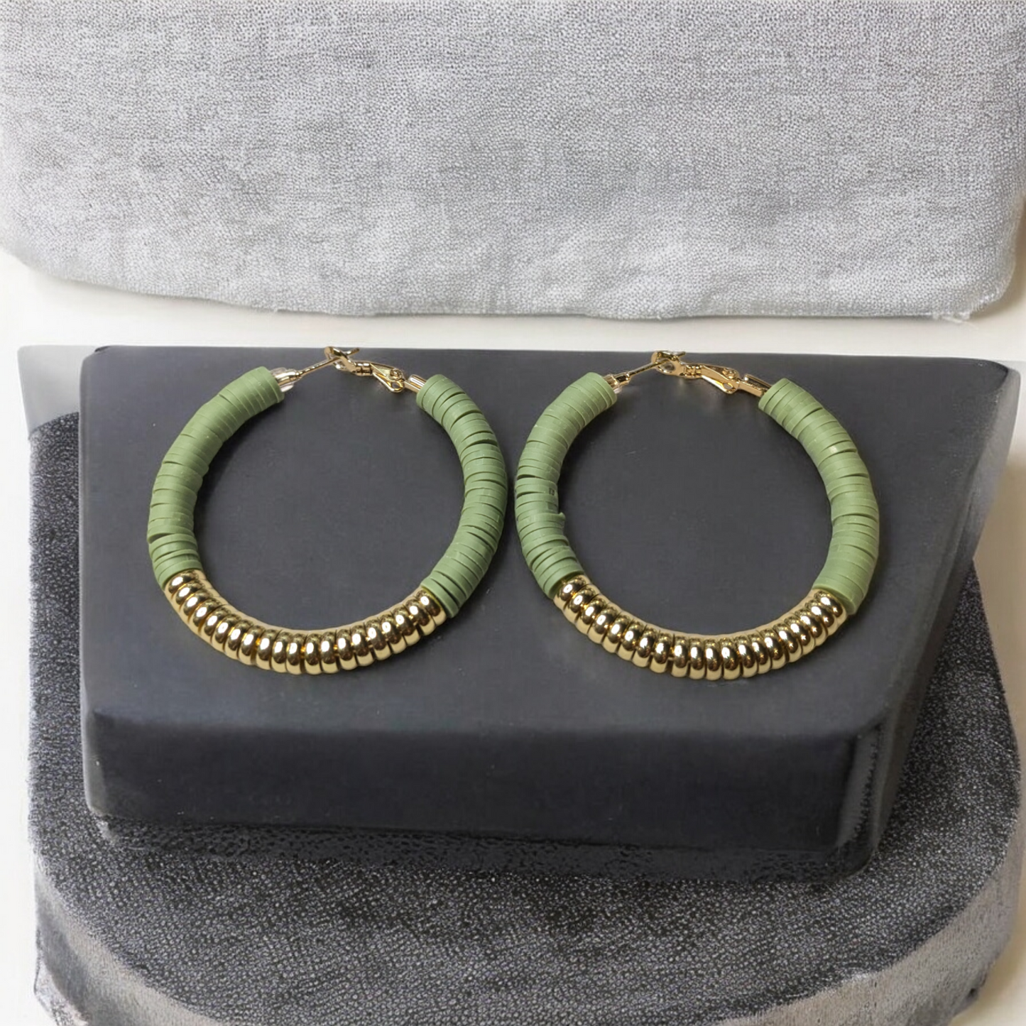 Olive and Gold Hoops