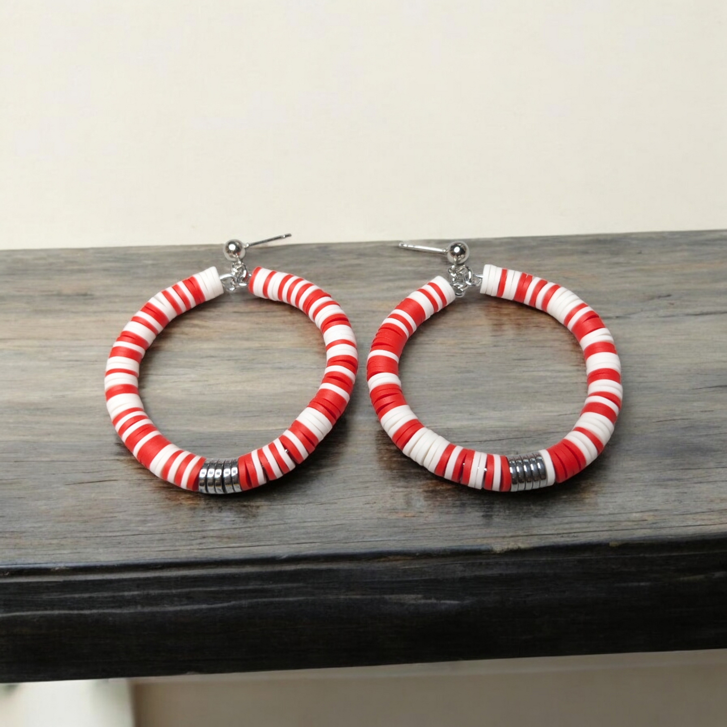 Heishi Candy Cane Earrings