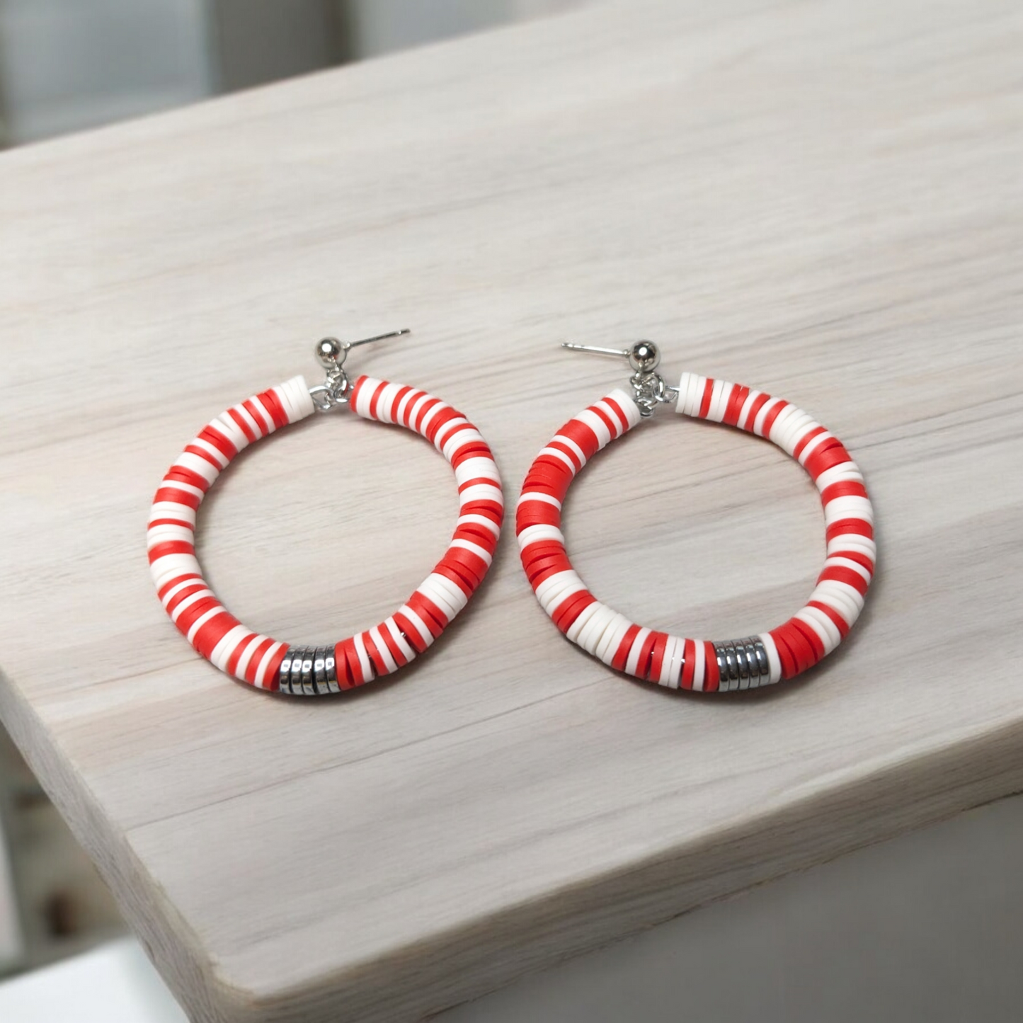 Heishi Candy Cane Earrings